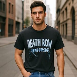 Death Row Records Graphic T-Shirt Lightning Bolt Design Men's Size XL